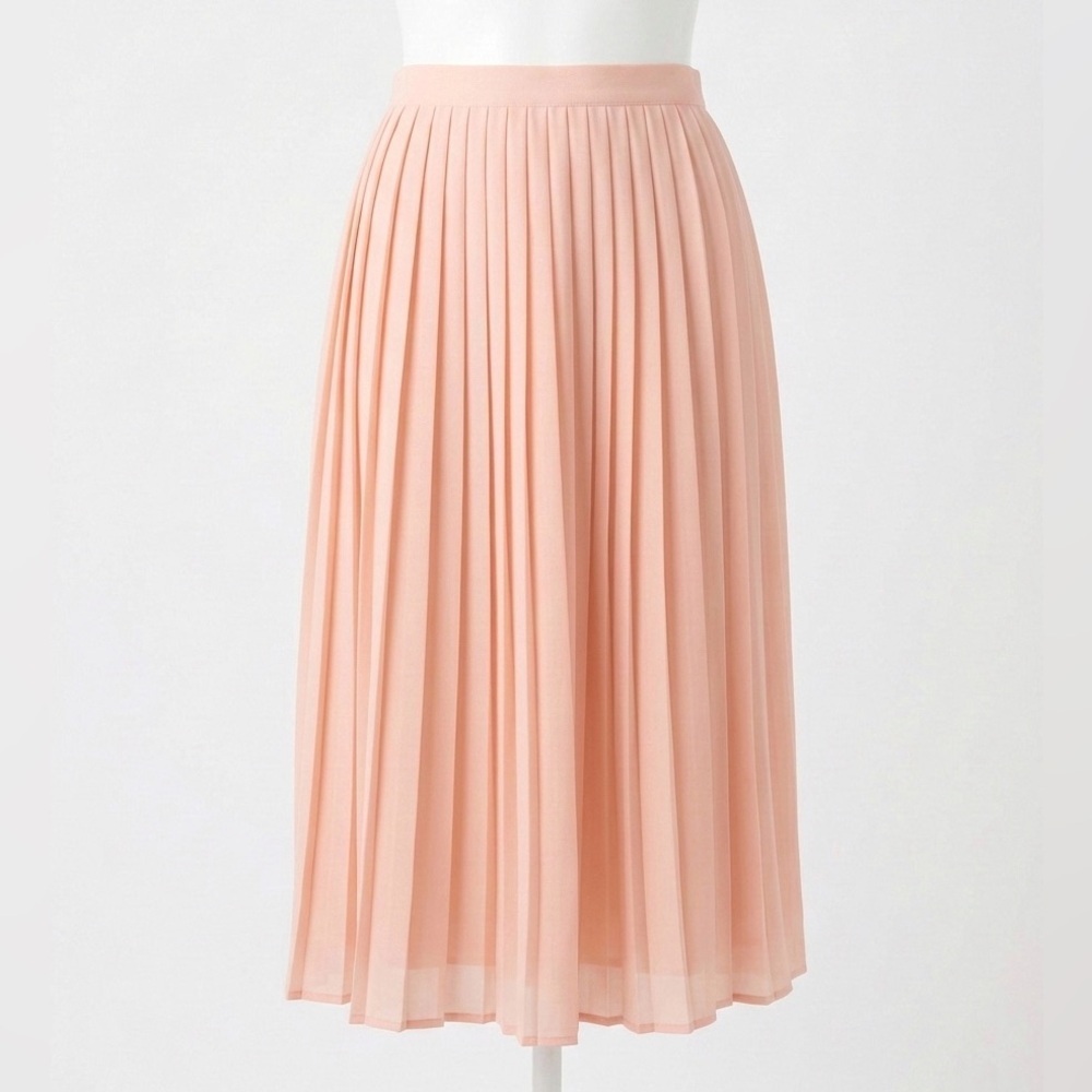 Vintage Forever 21 Peach A-Line Pleated Flowy Maxi Midi Dressy Skirt